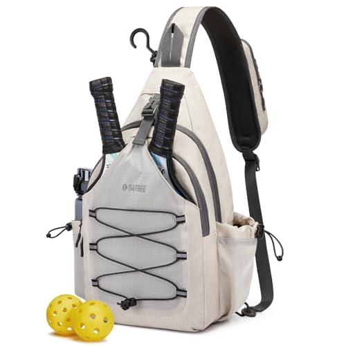 G4Free Pickleball Bag Sport Tennis Sling Bag Lightweight Pickleball Paddle Bag, Ivory, L