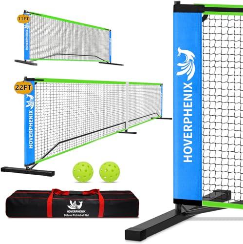 Portable Pickleball Net, Regulation Size 22FT and 11FT Half Court 2-in-1 Pickle Ball Net with 2 Pickleballs and Carry Bag for Driveway, Backyard, Street, Weather Resistance Steady Steel Frame