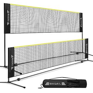 BAGAIL All-in-1 Badminton Net, Height Adjustable (Up to 5.1') Kids Volleyball Net, Quick Setup Sports Net with Portable Bag for Pickleball, Tennis, Pool, Backyard & Indoor Games - 10ft, Yellow