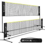 BAGAIL All-in-1 Badminton Net, Height Adjustable (Up to 5.1') Kids Volleyball Net, Quick Setup Sports Net with Portable Bag for Pickleball, Tennis, Pool, Backyard & Indoor Games - 10ft, Yellow