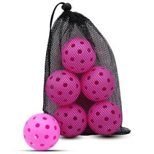 Magicorange Pickleball Balls, 40 Holes Outdoor Pickleballs, High Elasticity & Durable Pickle Balls for All Style Pickleball Paddles (Pink, 6 Pack)