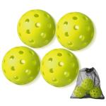 YHLOJIX 4 Pack Outdoor Pickleball Balls with Mesh Bag, Premium Pickle Balls with High Visibility, Consistent Flight & Reliable Bounce, 40 Holes Outdoor Pickleballs for Every Skill Level