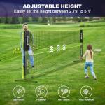 BAGAIL All-in-1 Badminton Net, Height Adjustable (Up to 5.1') Kids Volleyball Net, Quick Setup Sports Net with Portable Bag for Pickleball, Tennis, Pool, Backyard & Indoor Games - 10ft, Yellow
