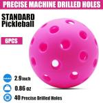 Magicorange Pickleball Balls, 40 Holes Outdoor Pickleballs, High Elasticity & Durable Pickle Balls for All Style Pickleball Paddles (Pink, 6 Pack)