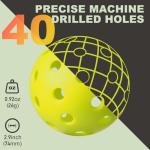 YHLOJIX 4 Pack Outdoor Pickleball Balls with Mesh Bag, Premium Pickle Balls with High Visibility, Consistent Flight & Reliable Bounce, 40 Holes Outdoor Pickleballs for Every Skill Level