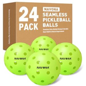 Navona 24 Pack Premium 40-Holes Outdoor Pickleball Balls, Seamless Roto-Molded Design & Durable, Meet USAPA Official Requirement, Durable Pickleballs, High Bounce True Flight, Pickleball Balls Outdoor