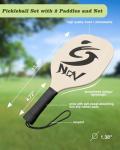 NQV Pickleball Set with Net - 10FT Half Court Size Net+2 Wood Paddles+4 Balls+1 Bag, Pickleball Kit Portable Outdoor Driveway Indoor for Adults Kids Family Beginners