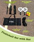 NQV Pickleball Set with Net - 10FT Half Court Size Net+2 Wood Paddles+4 Balls+1 Bag, Pickleball Kit Portable Outdoor Driveway Indoor for Adults Kids Family Beginners