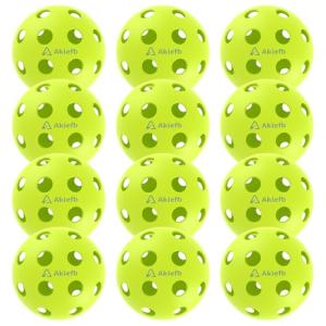 Akiefb Pro-Grade 40-Hole Outdoor/Indoor Pickleball Balls(12Pack) High Bounce, Durable Construction with Wind-Resistant Design, Built for Practice & Rec for Competitive Play(Green)
