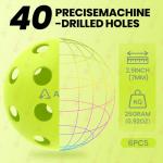 Akiefb Pro-Grade 40-Hole Outdoor/Indoor Pickleball Balls(12Pack) High Bounce, Durable Construction with Wind-Resistant Design, Built for Practice & Rec for Competitive Play(Green)