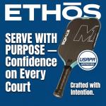 M1 Ethos Pickleball Paddles: USAP and PBCor.43 Approved, 16 MM, Elongated, Thermoformed, T700 Raw Carbon Fiber, Strong Power, Control, and Spin, Superior Paddle Ideal for Beginners to Advanced Players