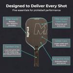 M1 Ethos Pickleball Paddles: USAP and PBCor.43 Approved, 16 MM, Elongated, Thermoformed, T700 Raw Carbon Fiber, Strong Power, Control, and Spin, Superior Paddle Ideal for Beginners to Advanced Players