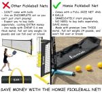 Homie Portable Pickleball Net Set with 4 Balls, Backpack Carrying Bag, 22 FT Regulation Size, Easy Setup for Outdoor Indoor, Weather Resistant Metal Frame