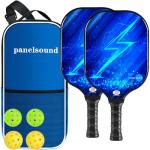 Pickleball Paddles Set of 2, USAPA Approved Fiberglass Pickleball Rackets Set Lightweight with 4 Outdoor Pickleballs & 1 Carrying Case