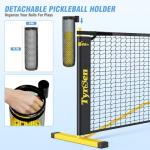 TYRSEN Portable Pickleball Net for Driveway, 22 FT Regulation Size & 11 FT Half Court Size Pickleball Net with Ball Collector, 2-in-1 Pickle Ball Net with Carry Bag for Outdoor Indoor Garages