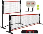 10FT Mini Pickleball Net, 4FT Adjustable Height Dink Training Rebounder Net with Paddles Set of 2, Pickleballs and Carry Bag for Outdoor Indoor Driveway Game, Easy Setup