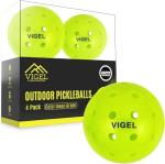 Vigel Premium Outdoor Pickleball Balls Set of 4 - USAPA Approved, Tournament and Competition play, Perfectly Balanced, High Bounce, True Flight, Durable, 40 Hole Pickleball, Ideal for All Skill Levels