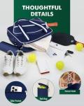 Movker Pickleball Tote Bag for Women Men with Paddle Cover Pocket External Ball Bag and Adjustable Shoulder Strap Fence Hook (Navy)