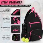 AEROBIX Pink Pickleball Bag for Women & Men, Pickle Ball Backpack - Upgraded Zippers, Large Capacity, Padded Paddle Pocket, Adjustable Sling Bag (No Accessories)