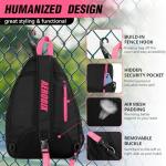 AEROBIX Pink Pickleball Bag for Women & Men, Pickle Ball Backpack - Upgraded Zippers, Large Capacity, Padded Paddle Pocket, Adjustable Sling Bag (No Accessories)