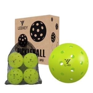 LEEKEY Pickleball Balls- 40 Hole Outdoor Pickleballs,4/12 Pack Pickleballs Set with Mesh Bag, High Bounce & Durable Pickle Balls,Pickleball Accessories,Sports Gift (4PCS)