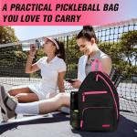 AEROBIX Pink Pickleball Bag for Women & Men, Pickle Ball Backpack - Upgraded Zippers, Large Capacity, Padded Paddle Pocket, Adjustable Sling Bag (No Accessories)