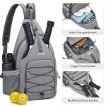 G4Free Pickleball Bag, Men's and Women's Pickleball Backpack, Adjustable Crossbody Sling Bag, Lightweight Ball Paddle Backpack,Light Grey