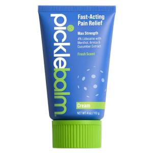 PickleBalm Pickleball Post-Game Muscle Pain Relief Cream with 4% Lidocaine, Arnica, Menthol, Cucumber Seed Extract for Shoulders, Knees, Wrists, and More, 4oz Cream
