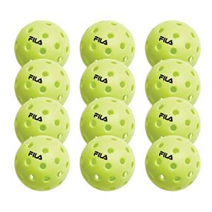 FILA Accessories Outdoor Pickleball Balls - Pickleball Set, Regulation Size Outdoor Pickleballs with 40 Holes (Lime Green), Pack of 12