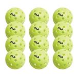 FILA Accessories Outdoor Pickleball Balls - Pickleball Set, Regulation Size Outdoor Pickleballs with 40 Holes (Lime Green), Pack of 12