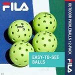FILA Accessories Outdoor Pickleball Balls - Pickleball Set, Regulation Size Outdoor Pickleballs with 40 Holes (Lime Green), Pack of 12