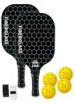 Feel my rhythm Pickleball Paddles Set of 2 with 4 Balls - USAPA Approved Fiberglass Surface, Lightweight, Non-Slip Grip - Premium Paddle Set for All Skill Levels Indoor & Outdoor (Black)