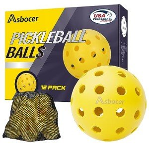 Asbocer USAPA Approved Pickleball Balls, 12 Pack
