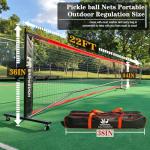 Portable Pickleball Net with Wheels, 22FT Regulation Size Pickle Ball Net with Pickleballs, Carry Bag for Home, Driveway, Backyard, Indoor or Outdoor
