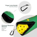 Amoswiz Pickleball Ball Holder - 1 Pc Pickle Ball Storage Bag, Portable Tennis Pouch with Hook for Fence, Premium Neoprene Material Bottle Holder, Pickleball Accessory Green Color