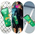 Amoswiz Pickleball Ball Holder - 1 Pc Pickle Ball Storage Bag, Portable Tennis Pouch with Hook for Fence, Premium Neoprene Material Bottle Holder, Pickleball Accessory Green Color