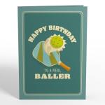 Lovepop Birthday Pop-Up Card for Her, Him, Women, Men - 3D Humor Greeting Cards 5" x 7" - Pickleball Real Baller - Blank Notecard & Envelope Included
