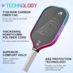 DGYGQ Professional Carbon Fiber Pickleball Paddle-16mm, Superior Control, Strong Power and Forceful Spin with 16mm Honeycomb Core Pickleball Rackets (Red and Blue)