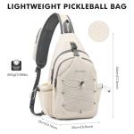 G4Free Ivory Pickleball Sling Bag, Women's Crossbody Sports Bag, Lightweight Paddle Cover, 5.5" W x 10.5" L x 18.5" H