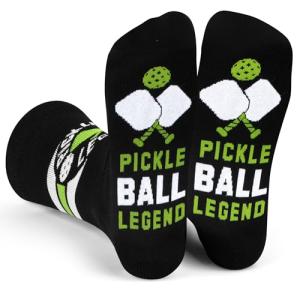 Lavley Funny Pickleball Socks for Adults - Colorful Novelty Gifts for Men, Women, & Teens - Crew Length, One Size Fits Most (US, Alpha, One Size, Regular, Regular, Pickleball Legend)