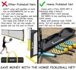 Homie Portable Pickleball Net Set with 4 Paddles, 4 Balls, Backpack Carrying Bag, 22 FT Regulation Size, Easy Setup for Outdoor Indoor, Weather Resistant Metal Frame