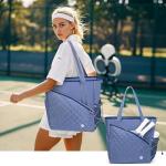 Pickleball Tote Bag for Women with Fence Hook, Quilted Pickleball Bag Holds 3-4 Paddles with Shoe Compartment & Wet Pocket