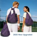 KAVIGOR 2025 Pickleball Sling Bag, Convertible Ultra-Light Backpack with Skin-Soft Fabric & Wet/Dry Pocket, Fits 4 Paddles + Gear
