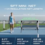 PIKKOFUN Mini Pickleball Net (5 FT Wide), Small Portable Dink Practice Net for Indoor & Outdoor, 60-Second Tool-Free Setup, Carry Bag Included, Pickleball Gifts for Women & Men, Black Net