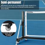 MOXOW Semi-Permanent Pickleball Net for Tournament Play, Heavy-Duty Net with Premium Crank Tension System, All-Weather Rust-Resistant Aluminum Frame with Moveable Wheels