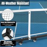 MOXOW Semi-Permanent Pickleball Net for Tournament Play, Heavy-Duty Net with Premium Crank Tension System, All-Weather Rust-Resistant Aluminum Frame with Moveable Wheels