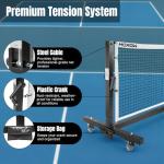 MOXOW Semi-Permanent Pickleball Net for Tournament Play, Heavy-Duty Net with Premium Crank Tension System, All-Weather Rust-Resistant Aluminum Frame with Moveable Wheels