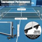 MOXOW Semi-Permanent Pickleball Net for Tournament Play, Heavy-Duty Net with Premium Crank Tension System, All-Weather Rust-Resistant Aluminum Frame with Moveable Wheels