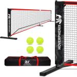 Portable Pickleball Net for Driveway, 22FT Regulation Size Pickle Ball Net with 4 Outdoor Pickleballs and Carry Bag, Weather Resistance Strong Steel Frame