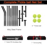 Portable Pickleball Net for Driveway, 22FT Regulation Size Pickle Ball Net with 4 Outdoor Pickleballs and Carry Bag, Weather Resistance Strong Steel Frame
